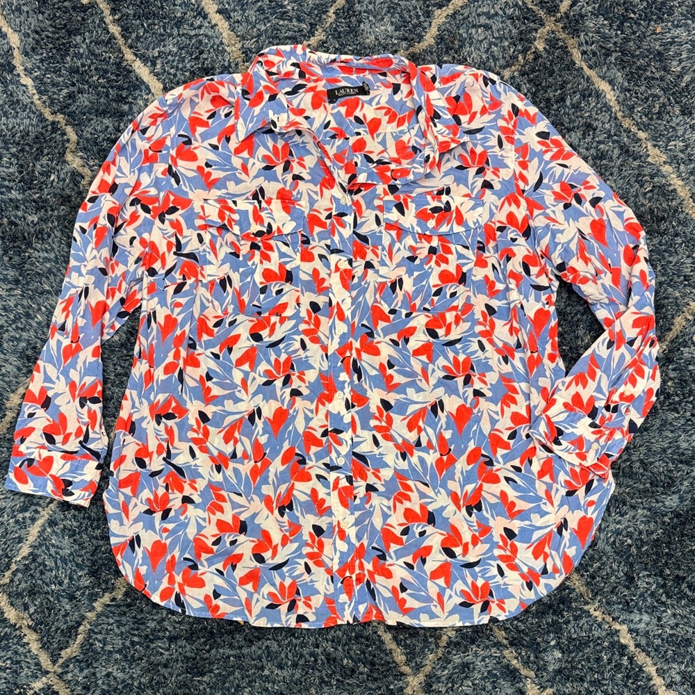 Lauren by Ralph Lauren women’s Cotton voile Floral Button-Up Shirt size 3X